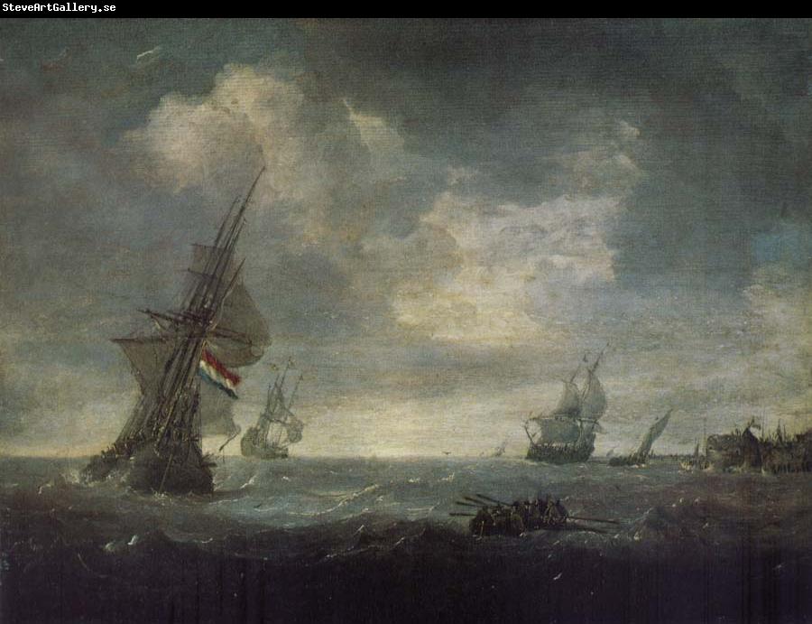 PORCELLIS, Jan Ships on the Heavy Seas